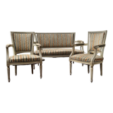 Salon de style Louis XVI,  canapé et deux fauteuils