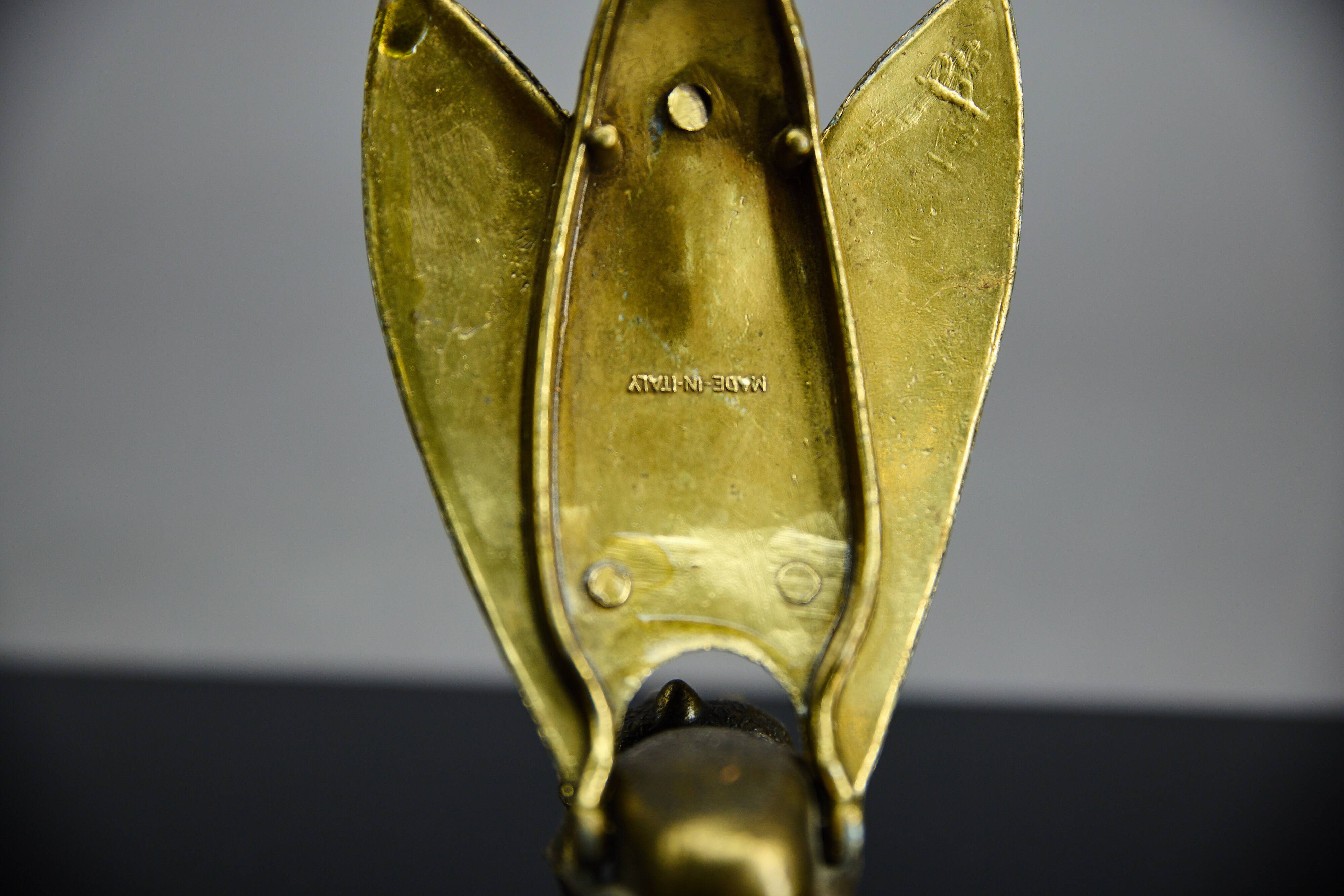 Sculptural ashtray in the shape of a giant fly in brass, Italy, circa 1950.