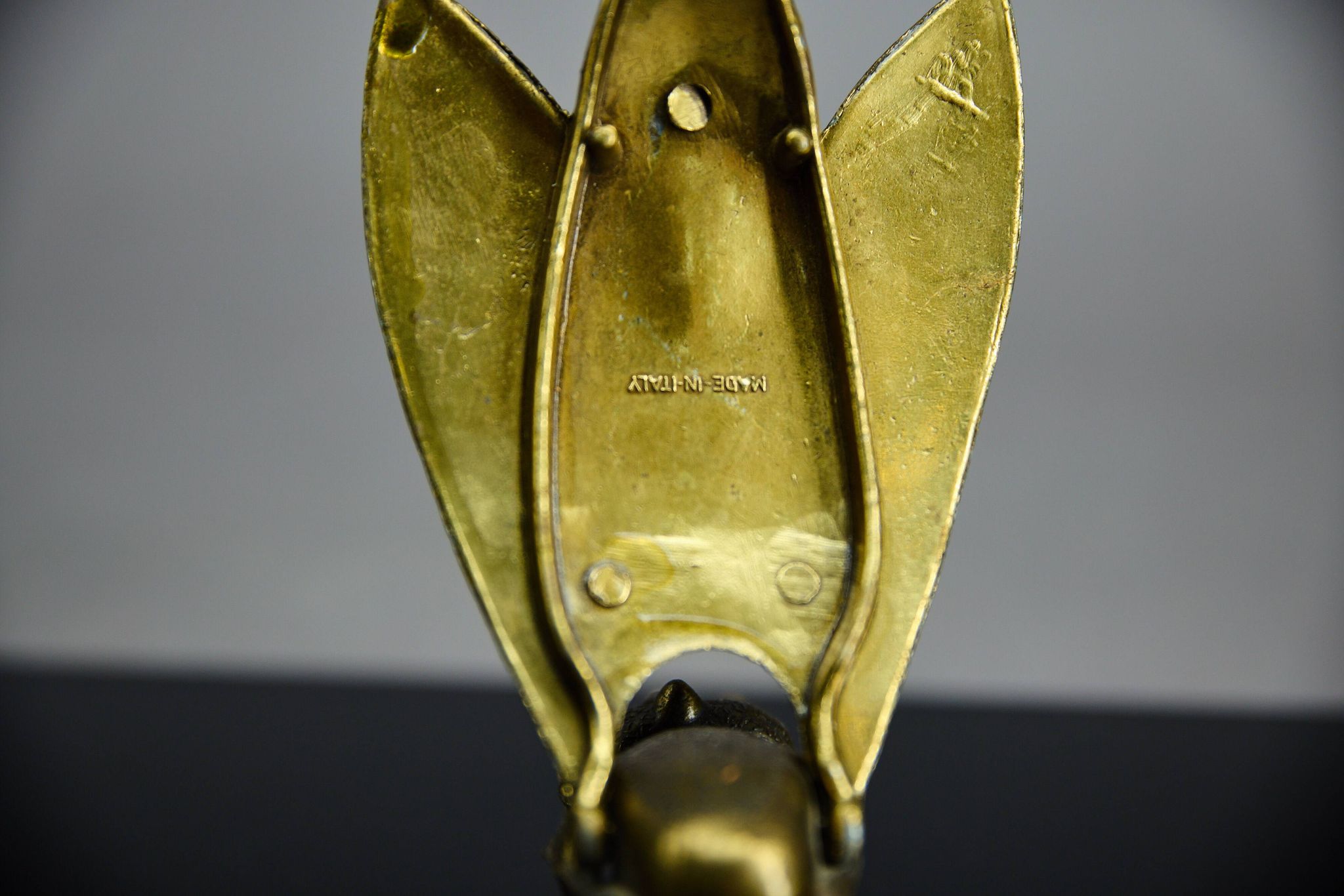 Sculptural ashtray in the shape of a giant fly in brass, Italy, circa 1950.