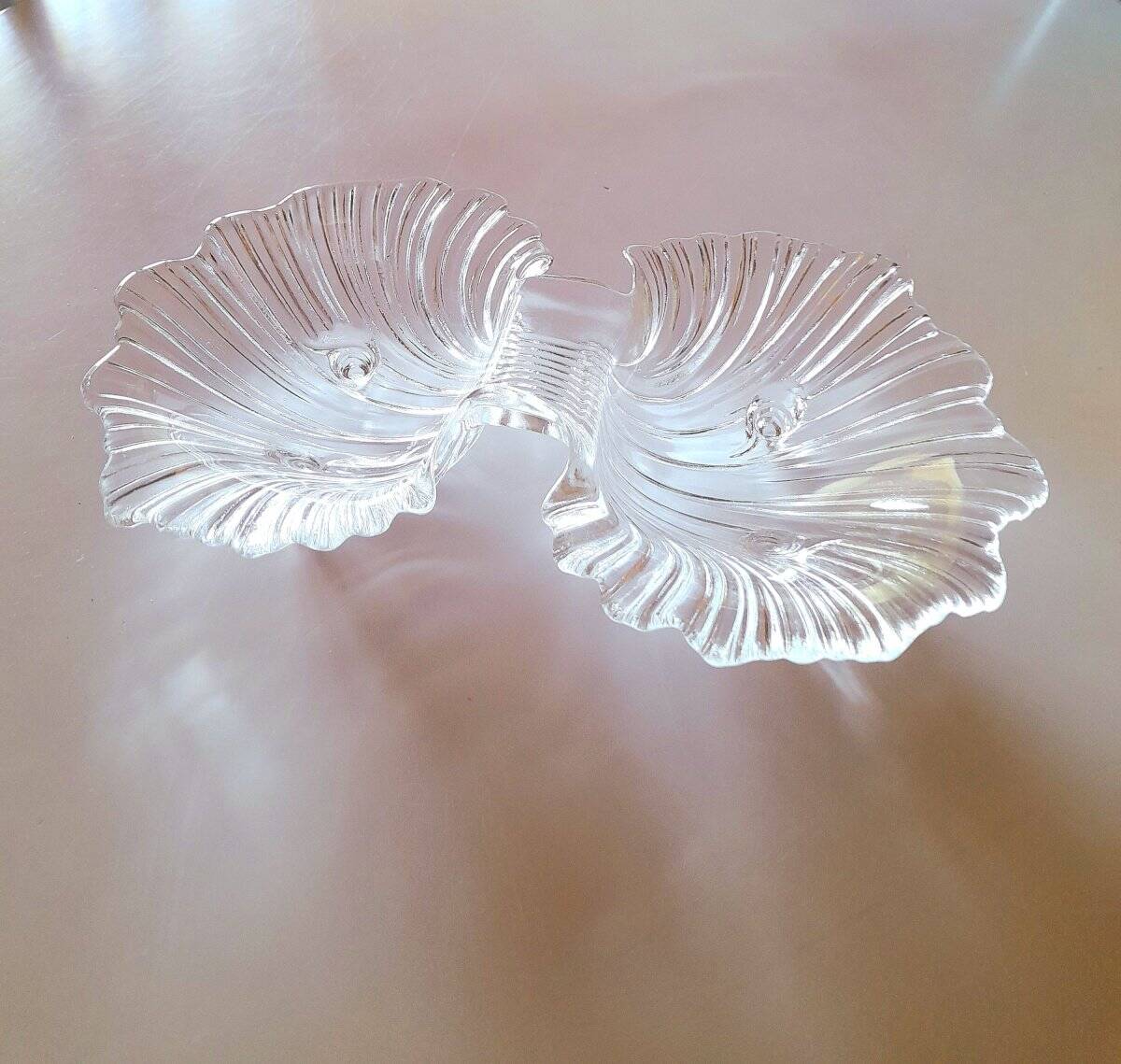 Coupe coquillage en verre transparent 1970