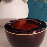 Amber glass ashtray