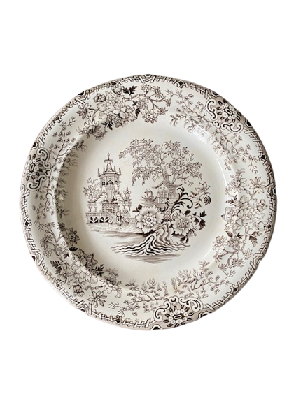 English earthenware plate floral decoration Colandine - F. Primavesi & Son