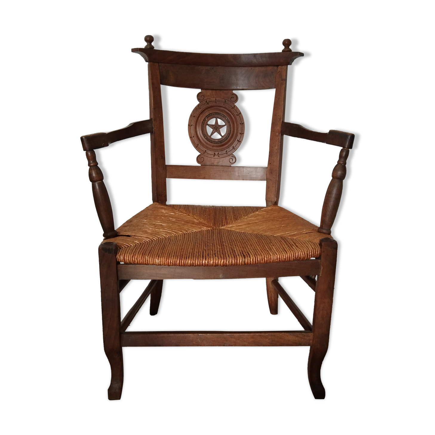 Straw armchair folk art.