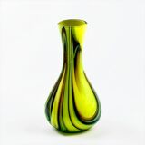 Vase en verre de Murano jaune citron et améthyste Carlo Moretti années 70