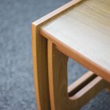 Pair of scandinavian-style wooden nesting tables, coffee tables, bedside tables