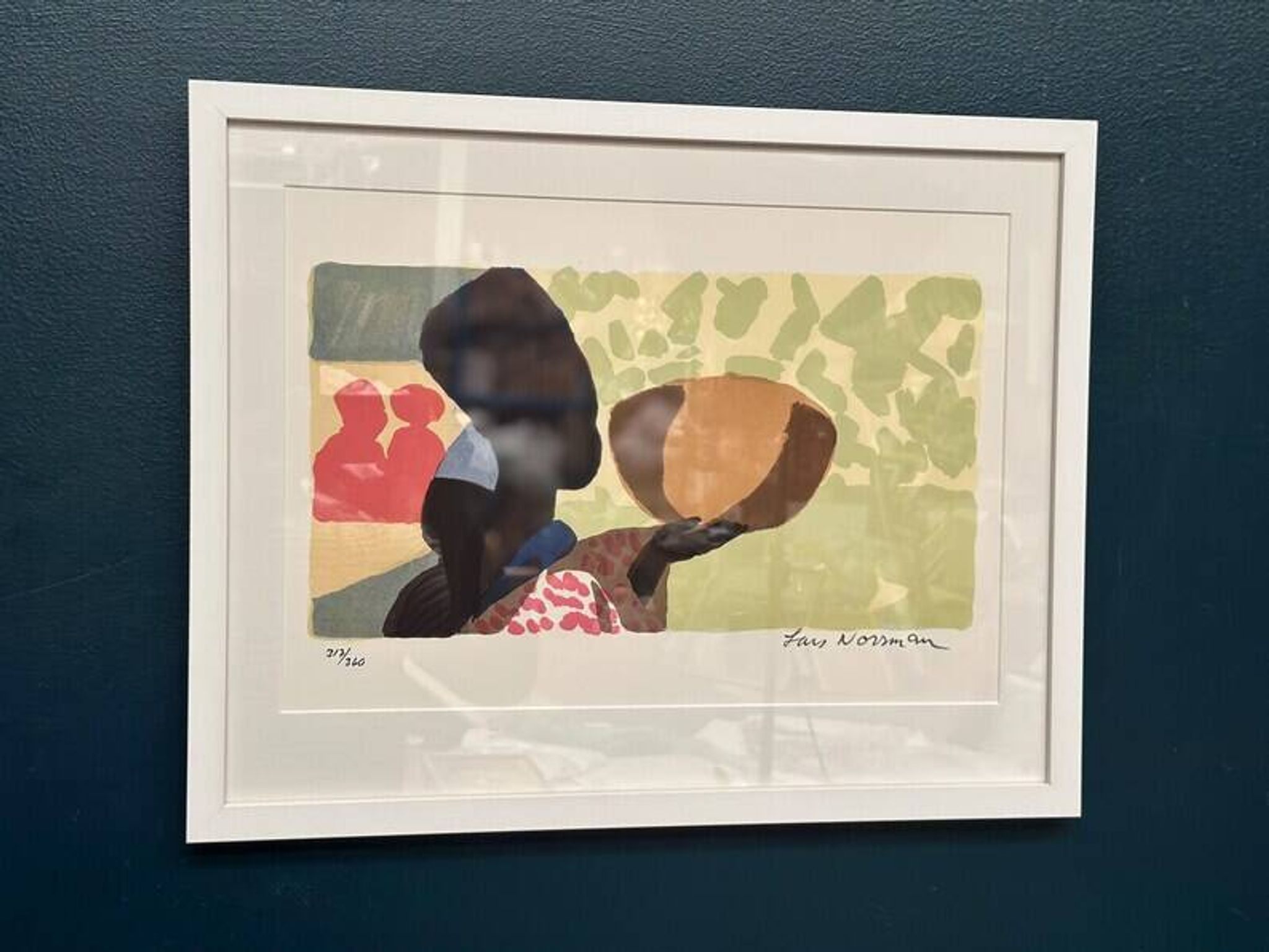 Original Swedish Color Lithograph – “Woman” by Lars Norrman – Signed
