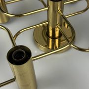60s 70s 9-bulb ceiling lamp from Leola Leuchten Germany in brass