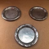 Series of 3 pewter bottle coasters vintage grape & wheat decor #b004