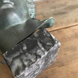 Greek head in patinated plaster with marble base