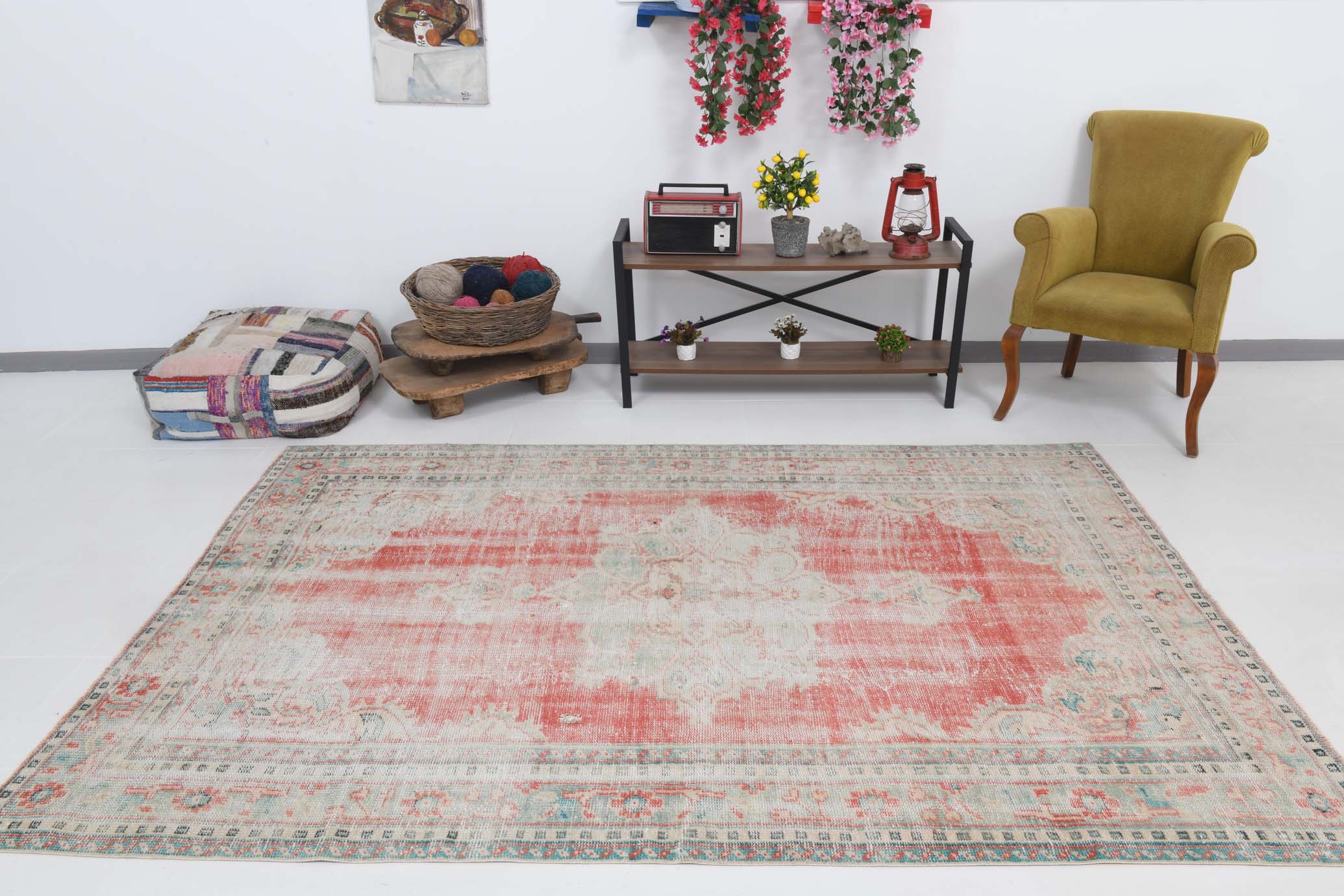 6x8 57s antique vintage rug, 190x264cm
