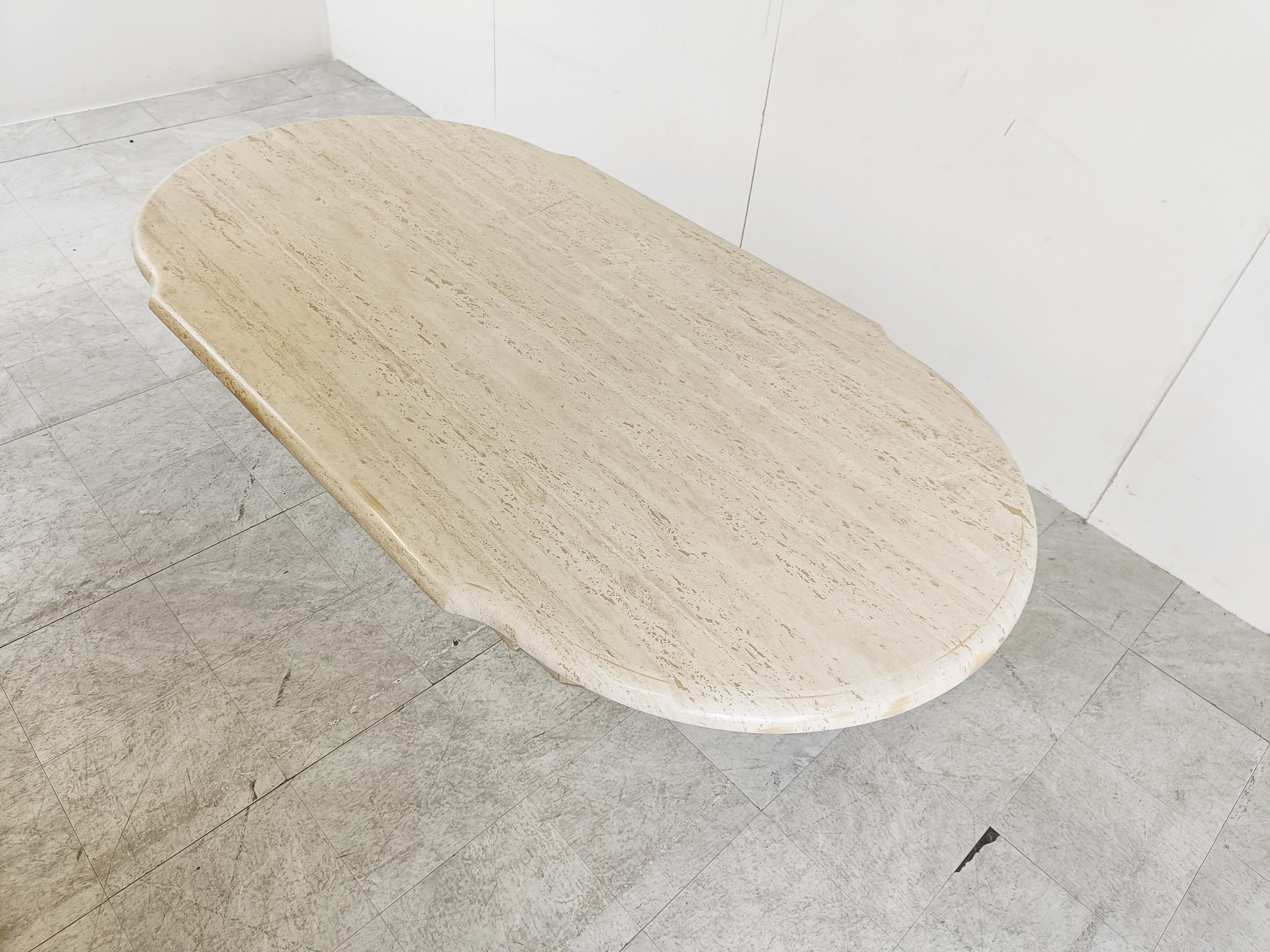 Vintage oval travertine dining table, 1970s