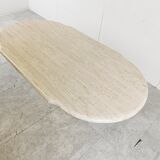 Vintage oval travertine dining table, 1970s