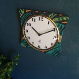 Vintage clock golden silent wall clock "Jaz black green ochre"