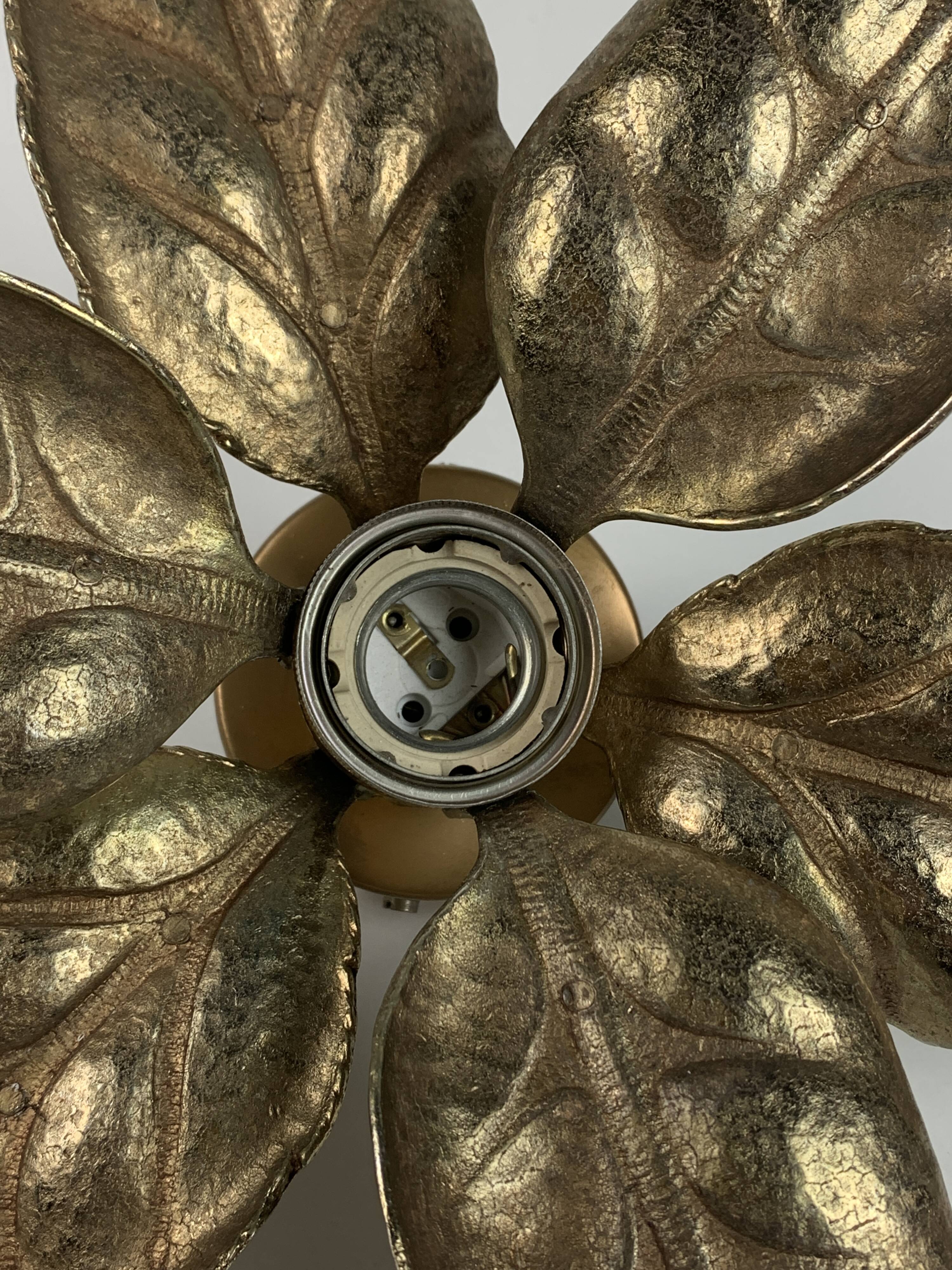 Florentine floral brass wall sconce by Willy Daro for Massive Lighting, Belgium