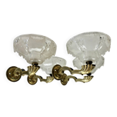 4 anciennes appliques bronze Art Déco vasques glaçons Ezan