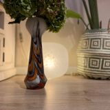 Vintage murano glass vase orange, white brown attributed to carlo moretti