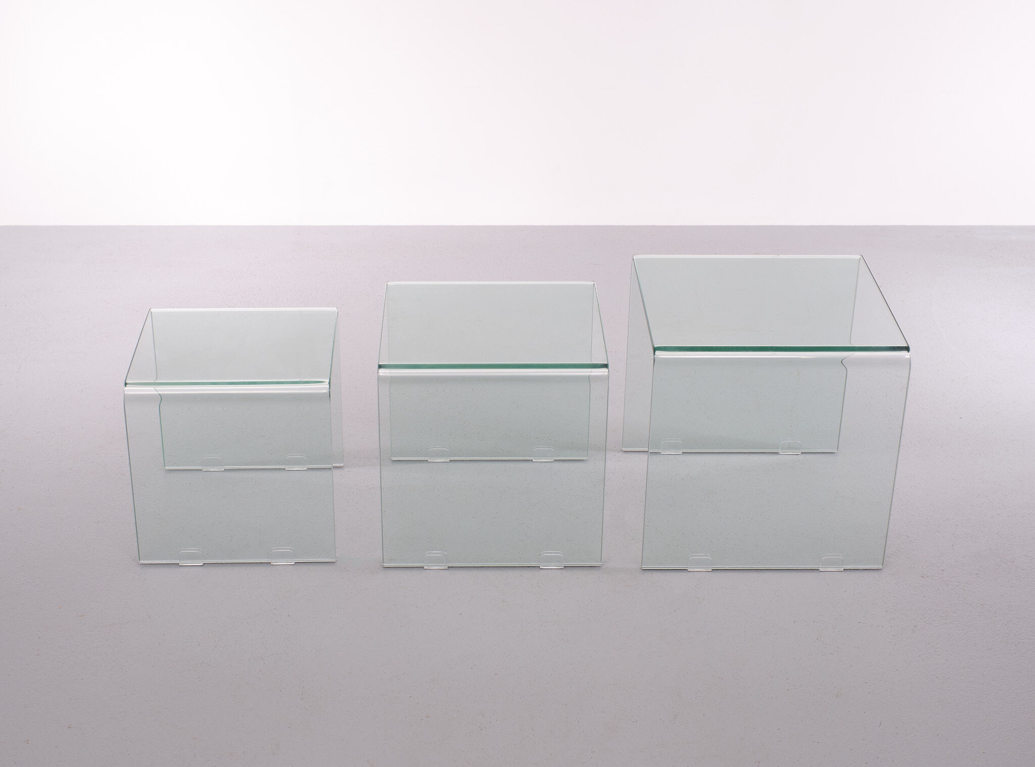 Glass nesting tables italy 1980s