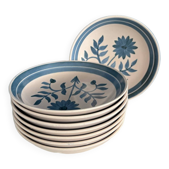 Longchamp deep plate blue flower