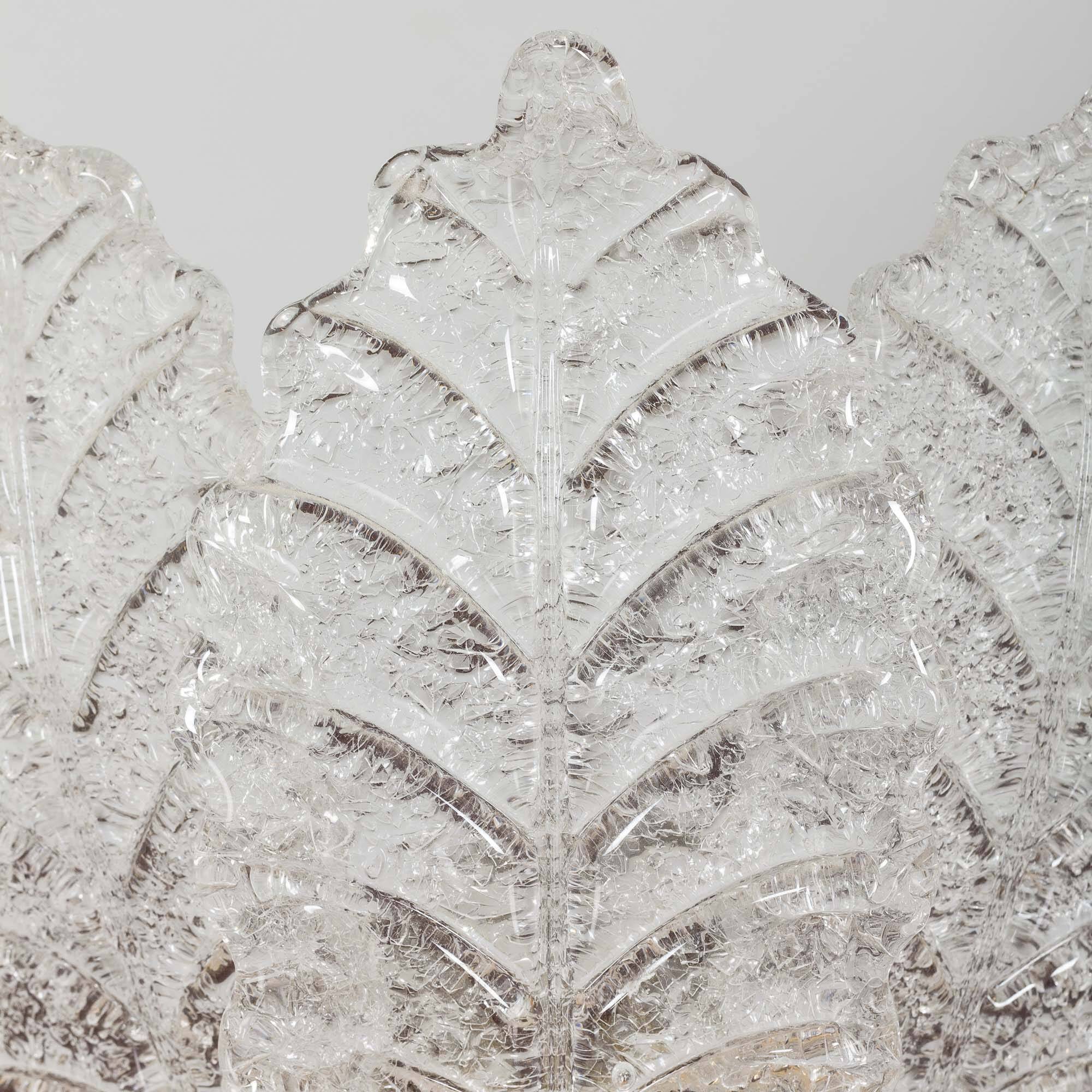 Pair of Italian brass and Murano glass leaf shaped table lamps