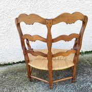 Provencal double armchair with woven rush in walnut