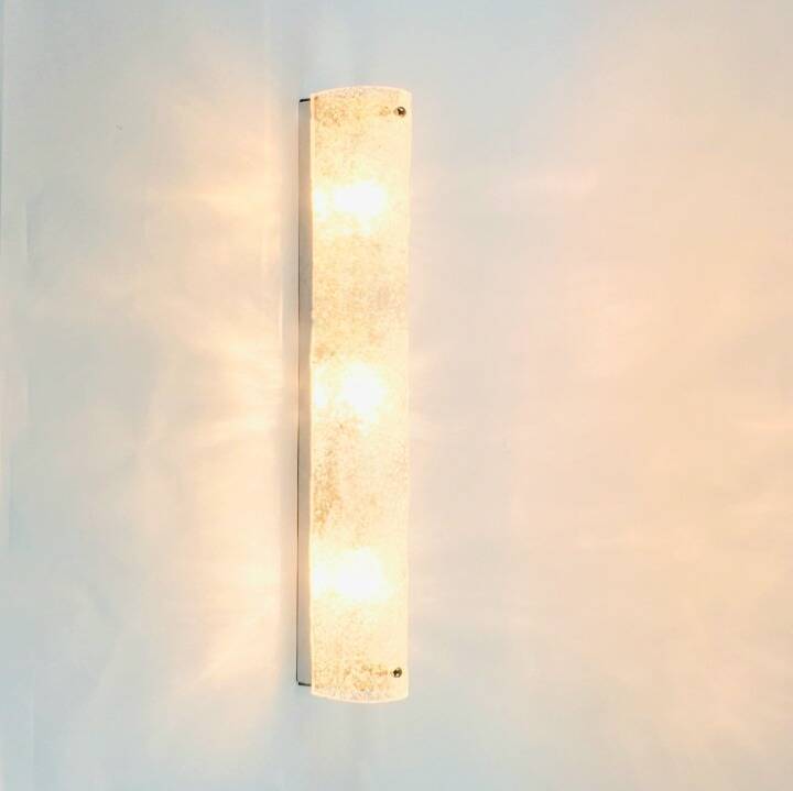XL Mid Century Murano Glass & Chrome Wall Light from Hillebrand, 1970s