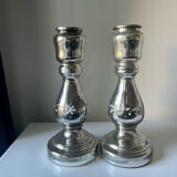 Pair of vintage mercury glass candleholders
