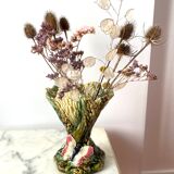 Vase en barbotine majolica gerbes de blé années 30 vintage