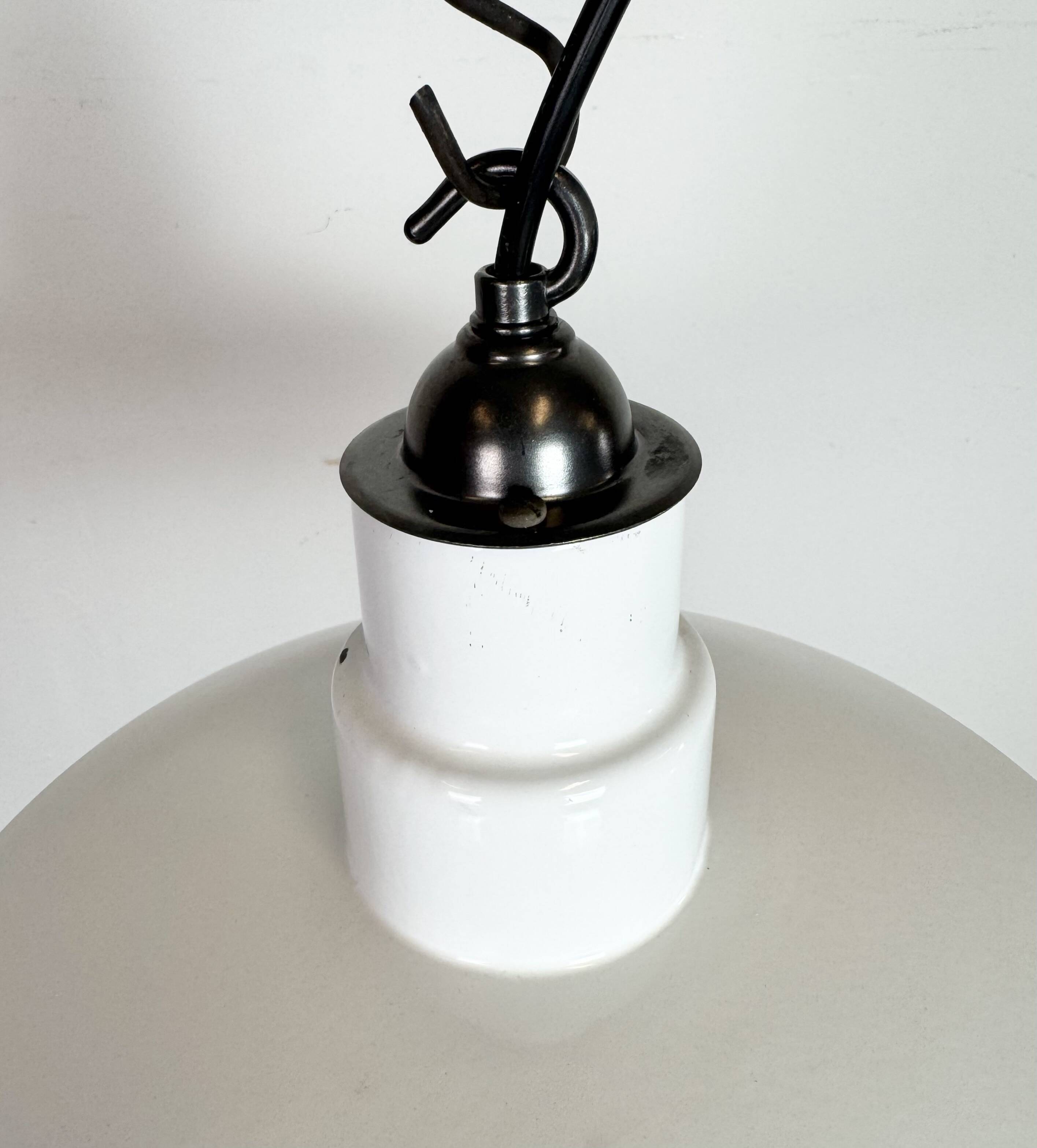 Industrial White Enamel Factory Pendant Lamp, 1960s