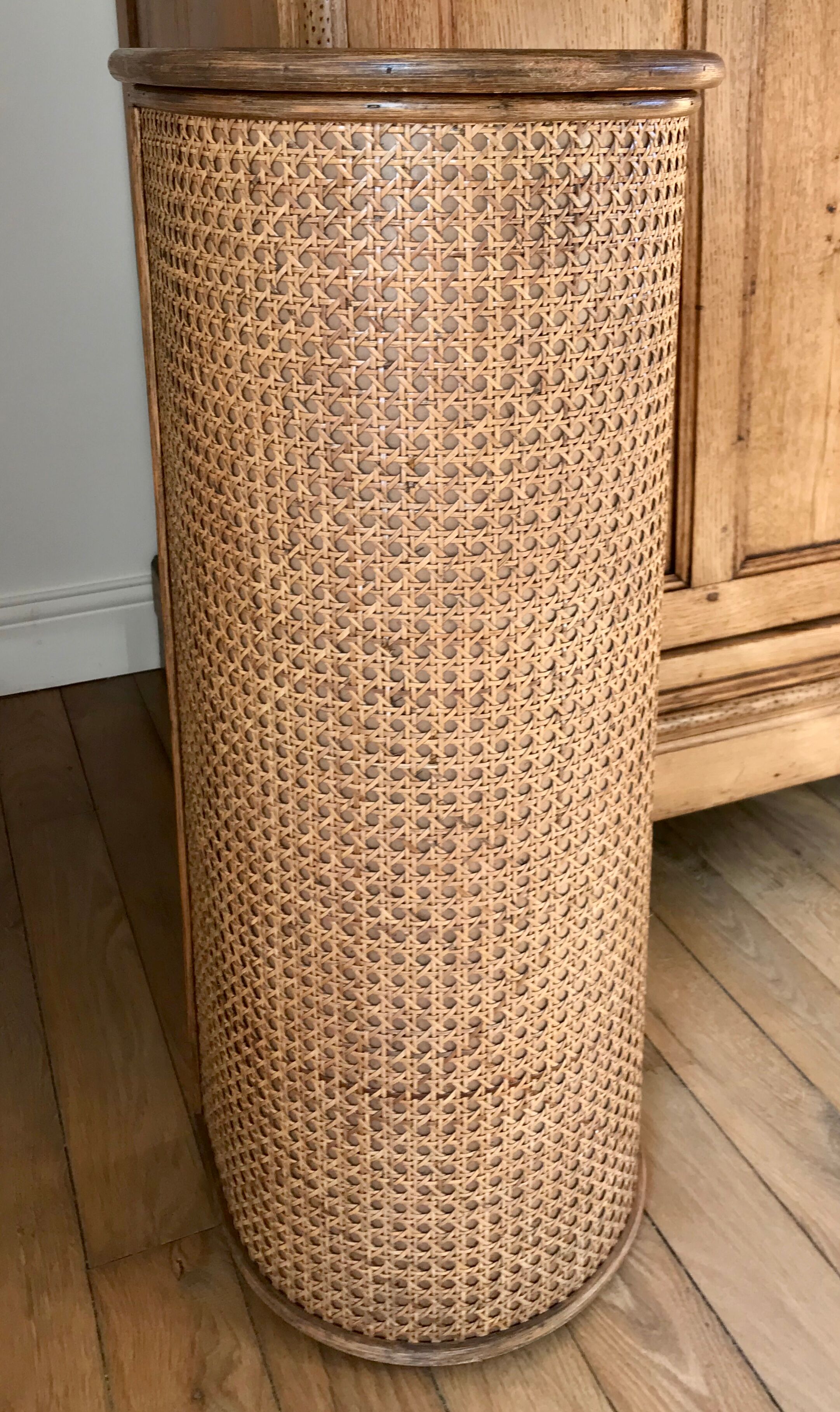 Bread hutch in oak wood and canning made in france 50s