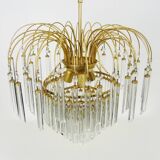 Large and old crown chandelier with pendants, 4 levels, 3 lights, 70s-80s