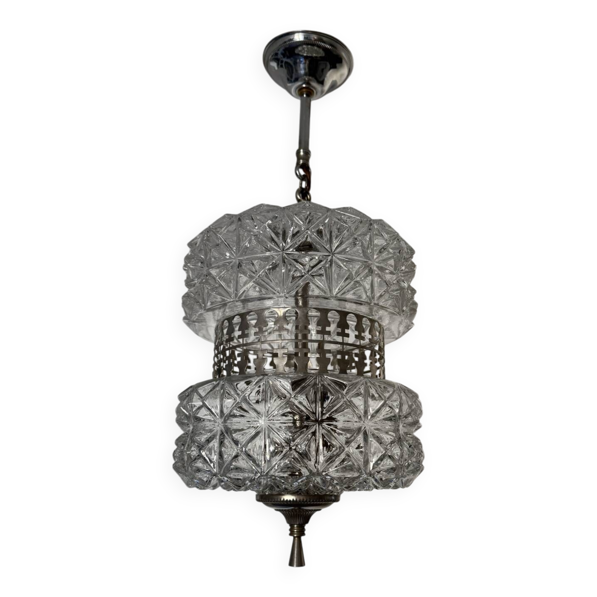 60s chrome glass chandelier