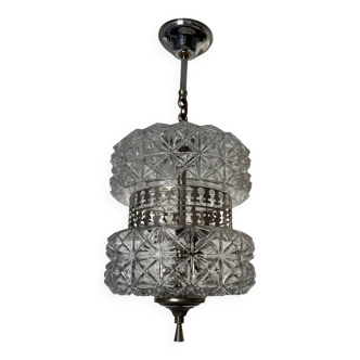 Lustre verre chrome années 60