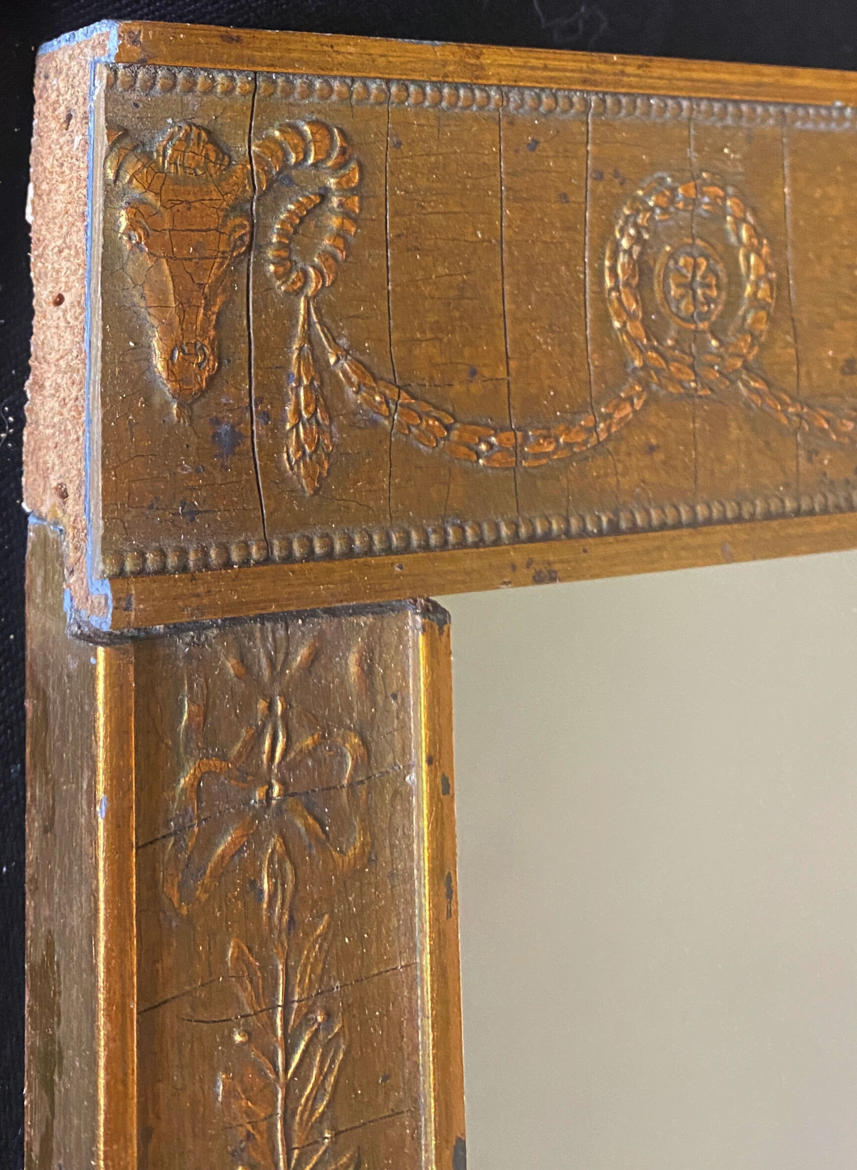 Framed mirror "friezes and ram's head" neoclassical