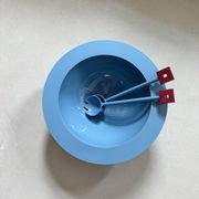 Alessi Euclid salad bowl with cutlery by Michael Graves, 90's
