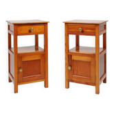 Art Deco Nightstands in Wood, France, 1940s, Set of 2