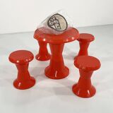 Set of 4 stools and a table model Taormina by Giganplast, 1970.