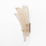 Pair of 20th Century Modern Sconces in Frosted Murano glass and Gold Leaf