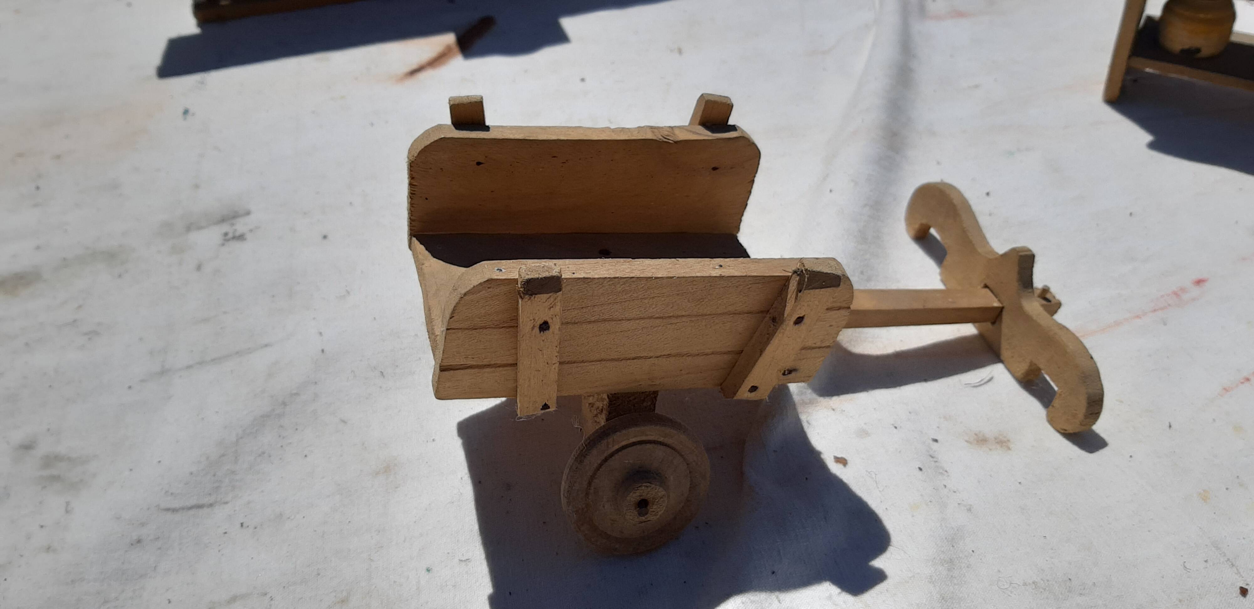 Set of old wooden toys from the farm