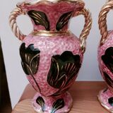 Pair of Vallauris vases with twisted handles