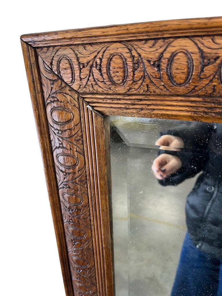 Vintage wooden wall mirror