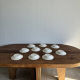 Set of 10 small soup plates with blue flower frieze pattern
