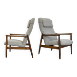 Pair of Mid-Century High Back Armchairs, Edmund Homa, GFM, Poland, 1960s,
