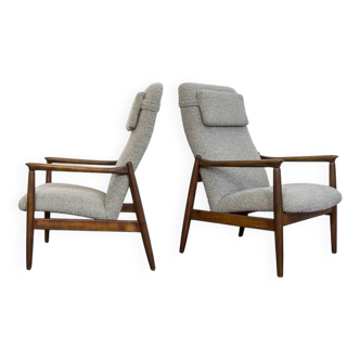 Pair of Mid-Century High Back Armchairs, Edmund Homa, GFM, Poland, 1960s,