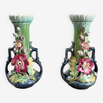 Pair of 1900 slip vases