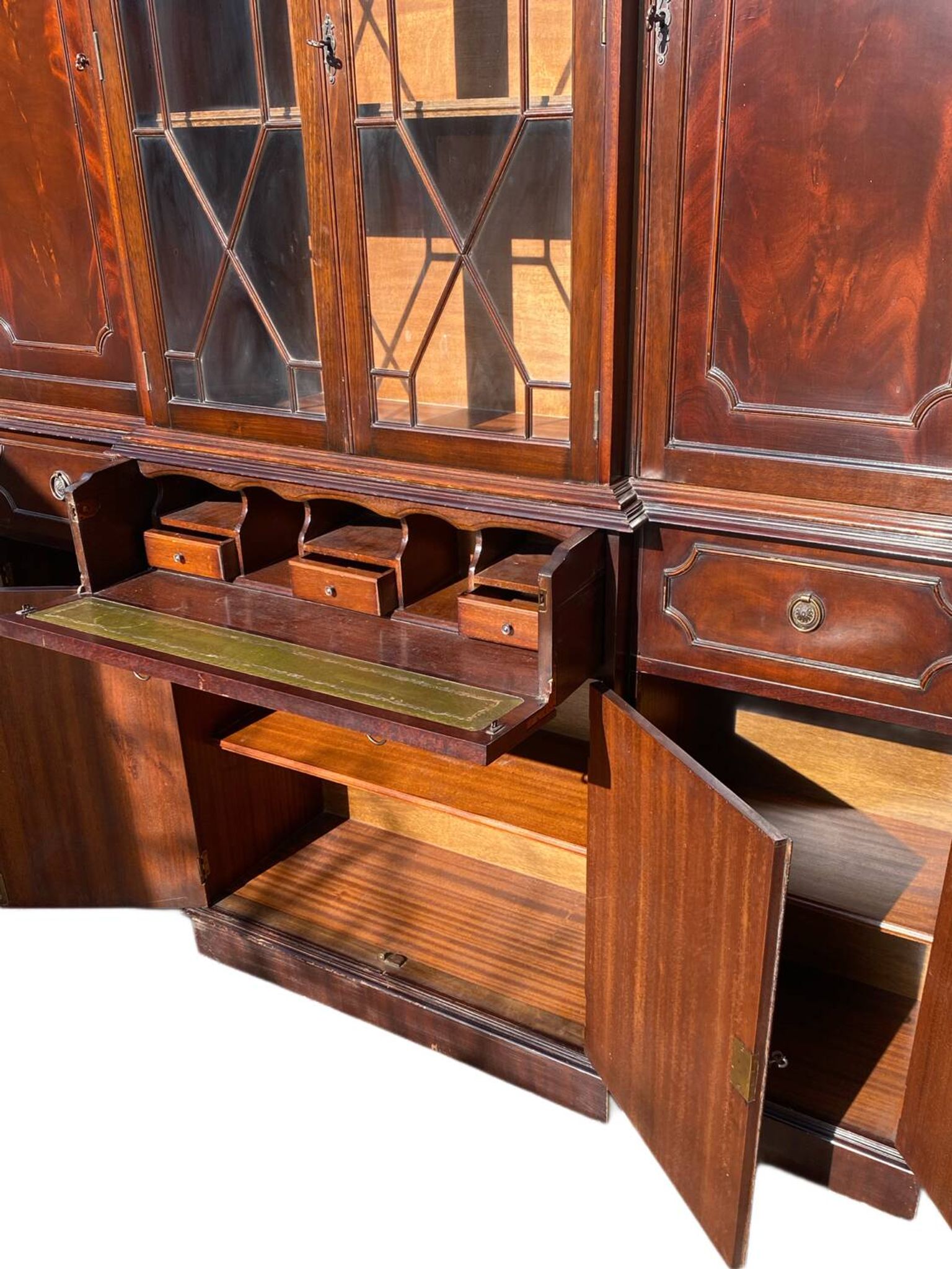 Bibliothèque anglaise secrétaire acajou style victorien