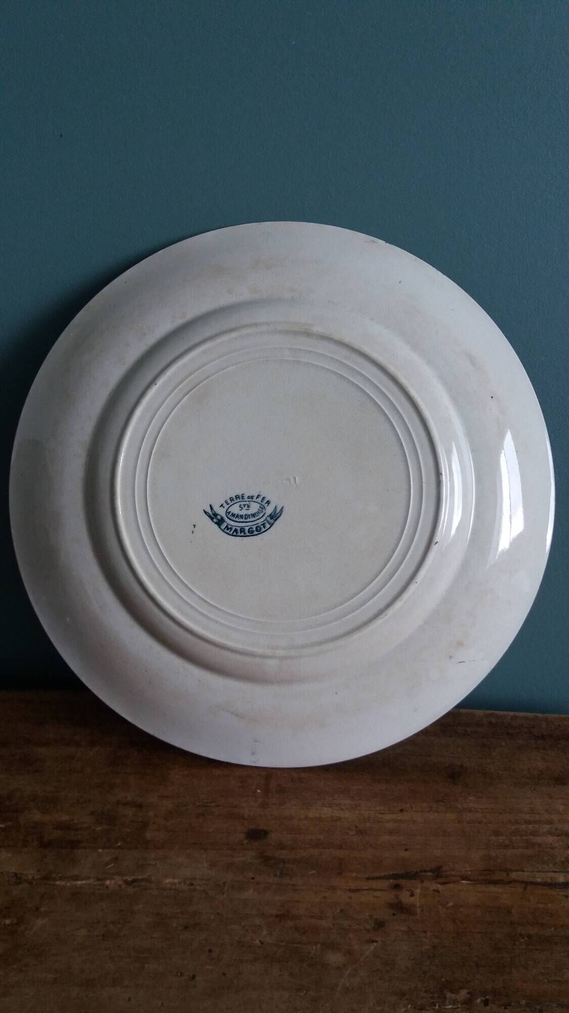 Flat plate, ironstone, Saint Amand, Margot decoration, Amandinoise company, 1920.
