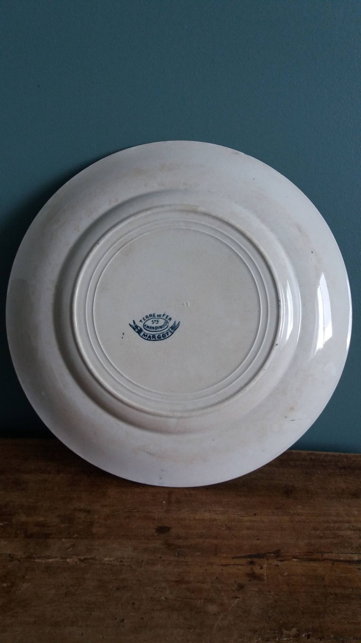 Flat plate, ironstone, Saint Amand, Margot decoration, Amandinoise company, 1920.