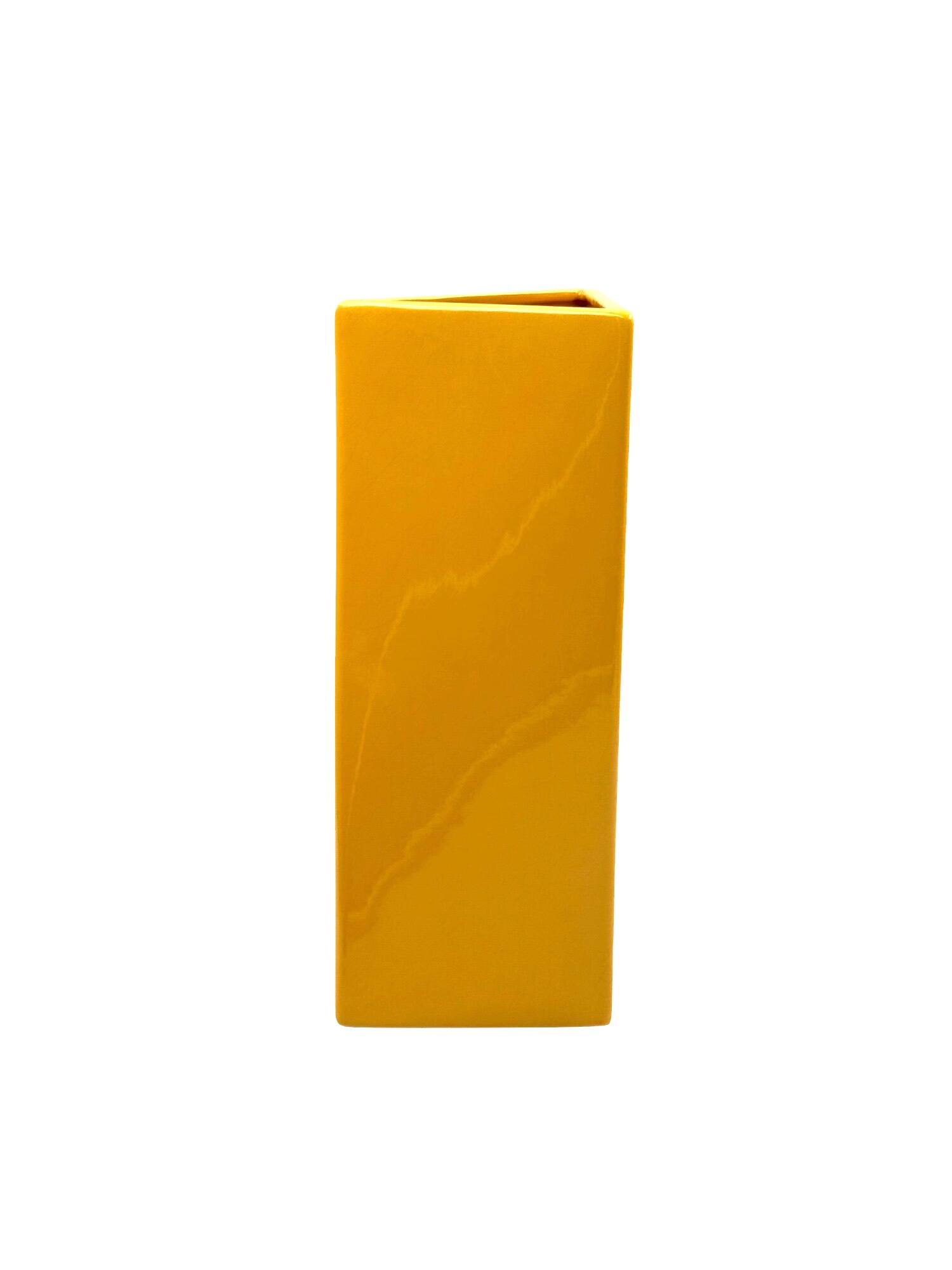Space age yellow ceramic vase, Pietro Arosio, Parravicini Italy ca. 1960