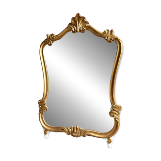 Miroir en bois et stuc doré style Louis XV, décor coquille