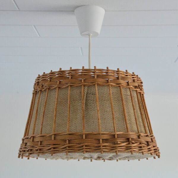 Suspension en toile de jute et rotin, 1970